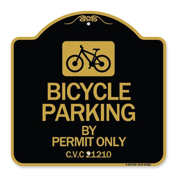 Bicycle Parking by Permit C.V.S. 21210 W/ Bicycle Graphic Heavy-Gauge Alum, 18" x 18", BG-1818-24322